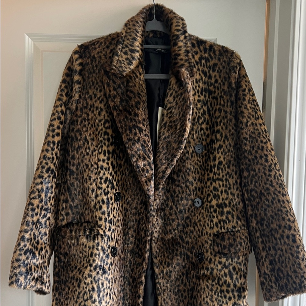 Topshop Animal Print Teddy Jacket